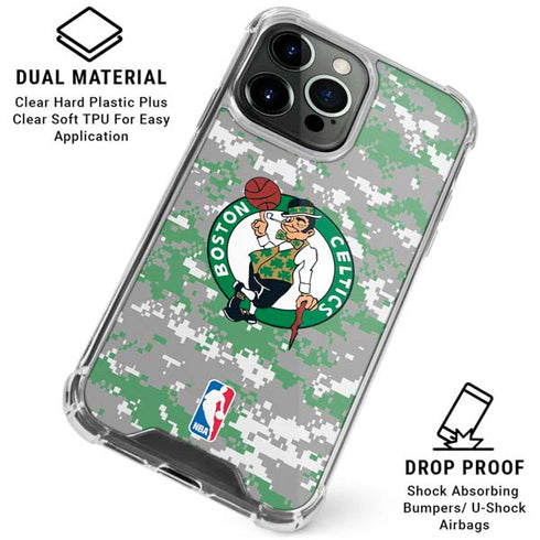 NBA Boston Celtics Digi Camo iPhone 16 Pro Max Clear Case