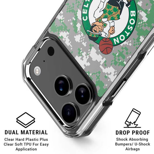 NBA Boston Celtics Digi Camo iPhone 18 Pro Clear Case