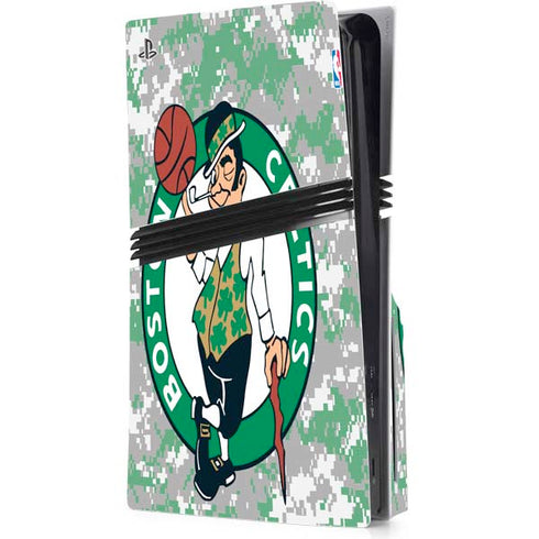 NBA Boston Celtics Digi Camo PS5 Pro Disk Console Skin