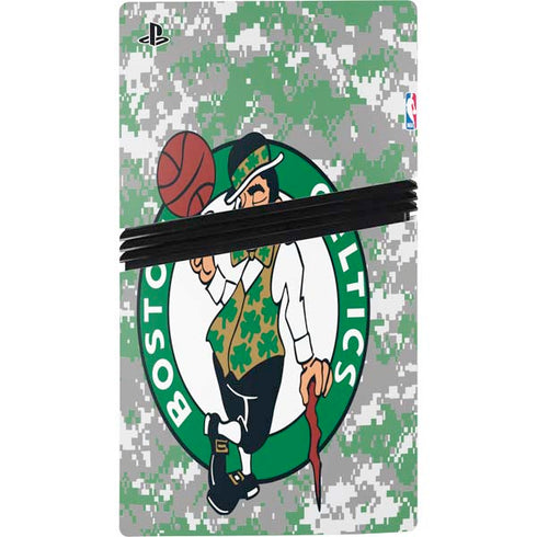 NBA Boston Celtics Digi Camo PS5 Pro Disk Console Skin
