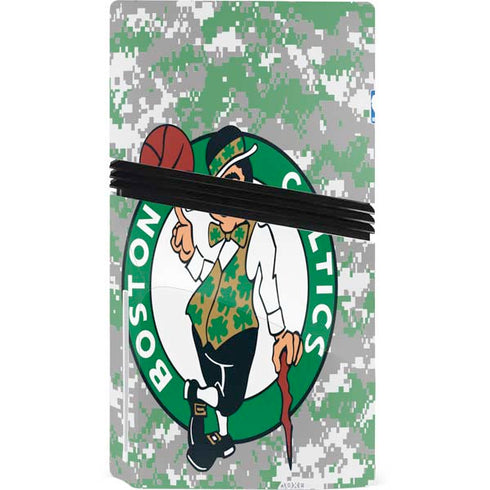 NBA Boston Celtics Digi Camo PS5 Pro Disk Console Skin