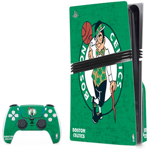 NBA Boston Celtics Green Primary Logo PS5 Pro Disk Bundle Skin