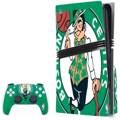 NBA Boston Celtics Large Logo PS5 Pro Disk Bundle Skin