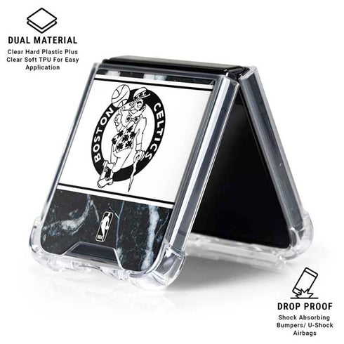 NBA Boston Celtics Marble Galaxy Z Flip6 Clear Case