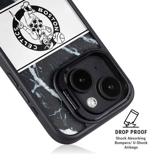 NBA Boston Celtics Marble iPhone 15 Kickstand Case