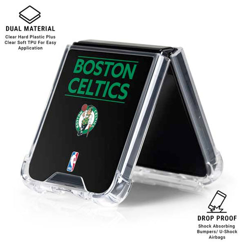 NBA Boston Celtics Standard - Black Galaxy Z Flip6 Clear Case