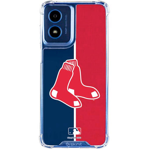 MLB Boston Red Sox Split Moto G Play 4G (2024) Clear Case