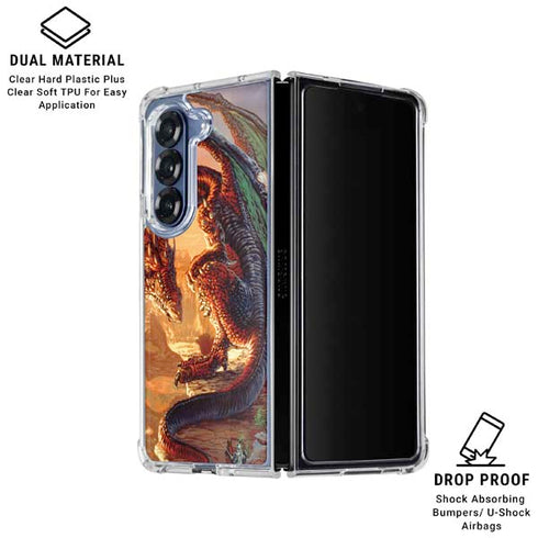 Bravery Misplaced Dragon and Knight by Ed Beard Jr Galaxy Z Fold6 Clear Case