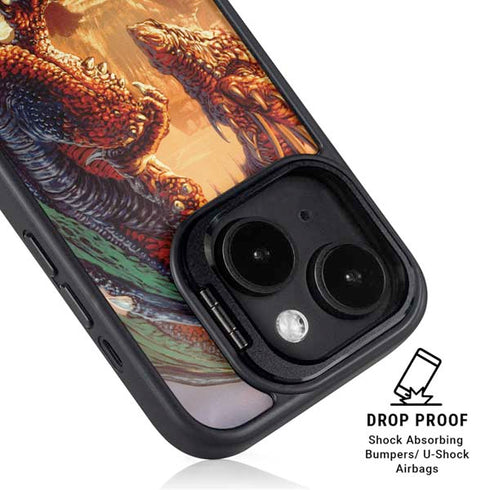 Bravery Misplaced Dragon and Knight by Ed Beard Jr iPhone 15 Kickstand Case
