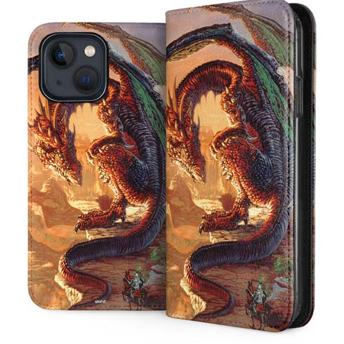 Bravery Misplaced Dragon and Knight by Ed Beard Jr iPhone 15 Plus Folio Case