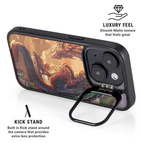 Bravery Misplaced Dragon and Knight by Ed Beard Jr iPhone 15 Plus Kickstand Case