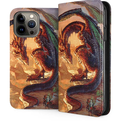 Bravery Misplaced Dragon and Knight by Ed Beard Jr iPhone 15 Pro Max Folio Case