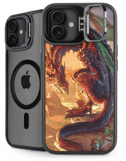 Bravery Misplaced Dragon and Knight by Ed Beard Jr iPhone 16 Plus Kickstand Case