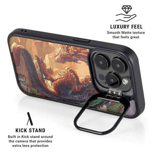 Bravery Misplaced Dragon and Knight by Ed Beard Jr iPhone 16 Pro Kickstand Case