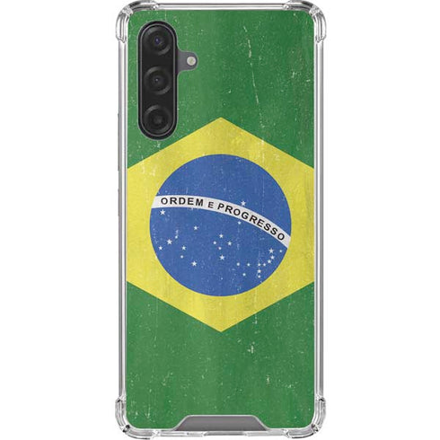 Brazil Flag Distressed Galaxy A17 Clear Case