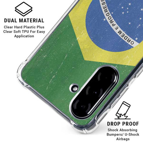 Brazil Flag Distressed Galaxy A36 5G Clear Case