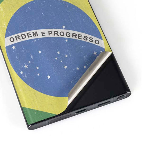 Brazil Flag Distressed Galaxy Skins