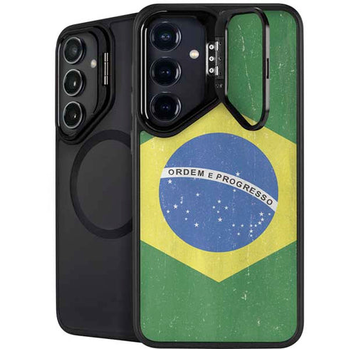 Brazil Flag Distressed Galaxy S25 Kickstand Case