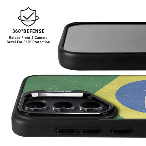 Brazil Flag Distressed Galaxy S25 Kickstand Case