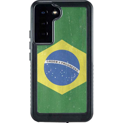 Brazil Flag Distressed Galaxy S24 Plus Waterproof Case