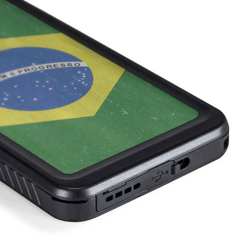 Brazil Flag Distressed Galaxy S24 Plus Waterproof Case