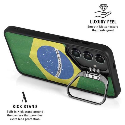Brazil Flag Distressed Galaxy S25 Ultra Kickstand Case