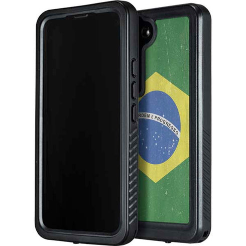 Brazil Flag Distressed Galaxy S24 Waterproof Case