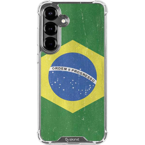 Brazil Flag Distressed Galaxy S26 Clear Case