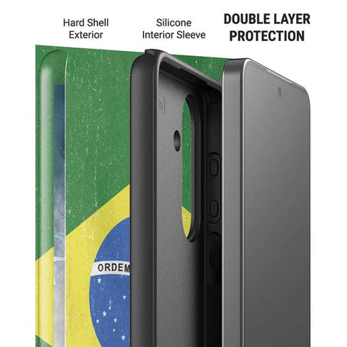 Brazil Flag Distressed Galaxy S26 Plus Impact Case