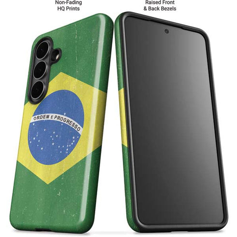 Brazil Flag Distressed Galaxy S26 Plus Impact Case