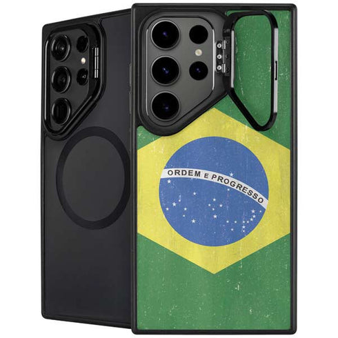 Brazil Flag Distressed Galaxy S26 Ultra Kickstand Case