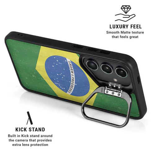 Brazil Flag Distressed Galaxy S26 Ultra Kickstand Case