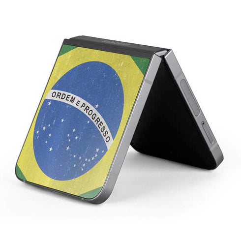 Brazil Flag Distressed Galaxy Z Flip6 Skin