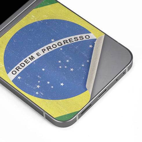 Brazil Flag Distressed Galaxy Z Flip6 Skin