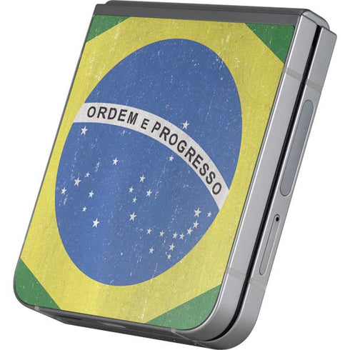 Brazil Flag Distressed Galaxy Z Flip6 Skin