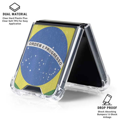 Brazil Flag Distressed Galaxy Z Flip6 Clear Case