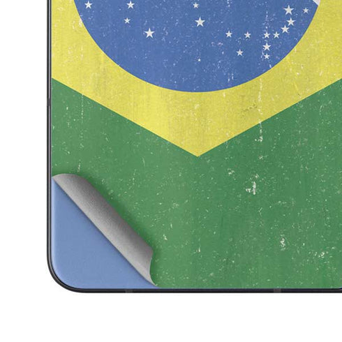 Brazil Flag Distressed Galaxy Z Fold5 5G Skin