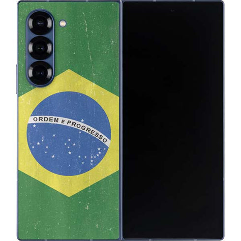 Brazil Flag Distressed Galaxy Z Fold6 Skin