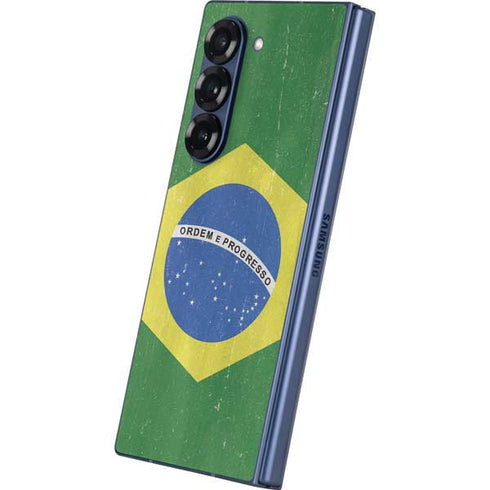 Brazil Flag Distressed Galaxy Z Fold6 Skin