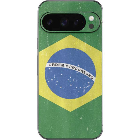 Brazil Flag Distressed Google Pixel 9 Pro Skin