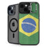 Brazil Flag Distressed iPhone 15 Plus Kickstand Case