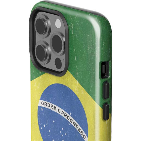 Brazil Flag Distressed iPhone 15 Pro Impact Case