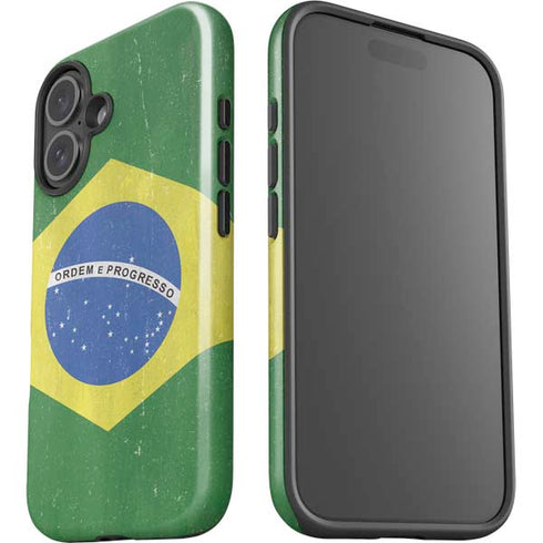 Brazil Flag Distressed iPhone 16 Impact Case