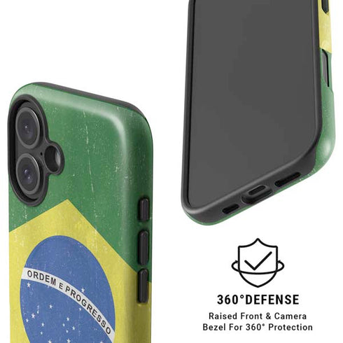 Brazil Flag Distressed iPhone 16 Plus Magsafe Impact Case