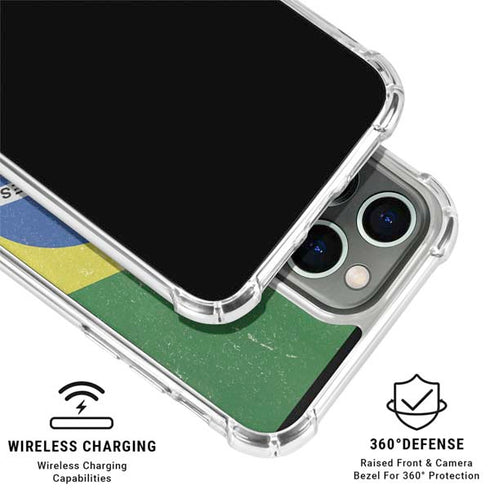 Brazil Flag Distressed iPhone 16 Pro Clear Case