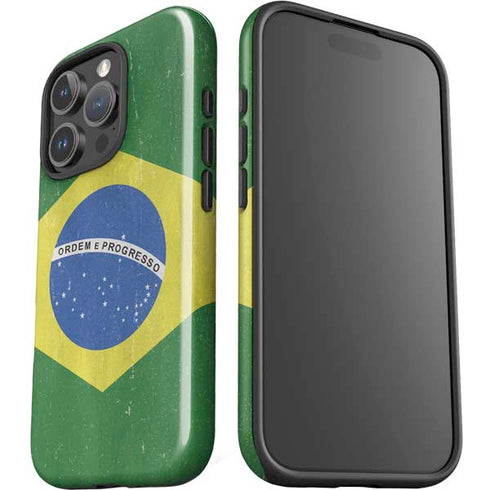 Brazil Flag Distressed iPhone 16 Pro Impact Case