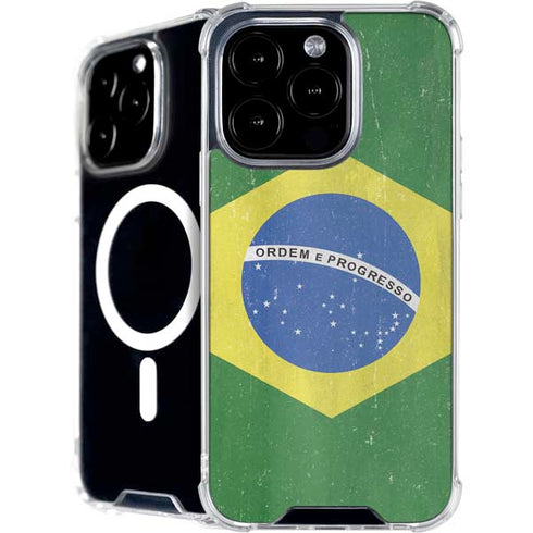 Brazil Flag Distressed iPhone 16 Pro MagSafe Case