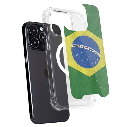 Brazil Flag Distressed iPhone 16 Pro MagSafe Case