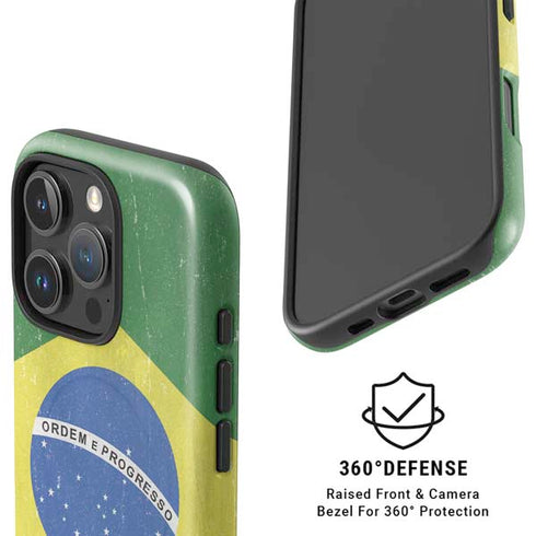 Brazil Flag Distressed iPhone 16 Pro Magsafe Impact Case