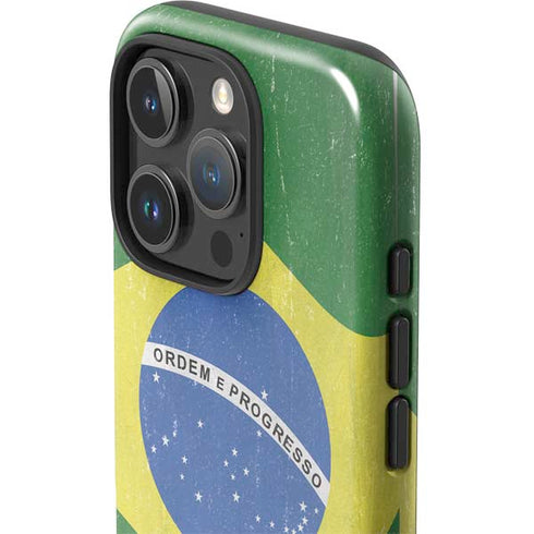 Brazil Flag Distressed iPhone 16 Pro Max Impact Case
